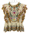 Love The Label Size M Cream, Yellow, Pink Cotton Ruffle Short Sleeve Top Cream, Yellow, Pink / M