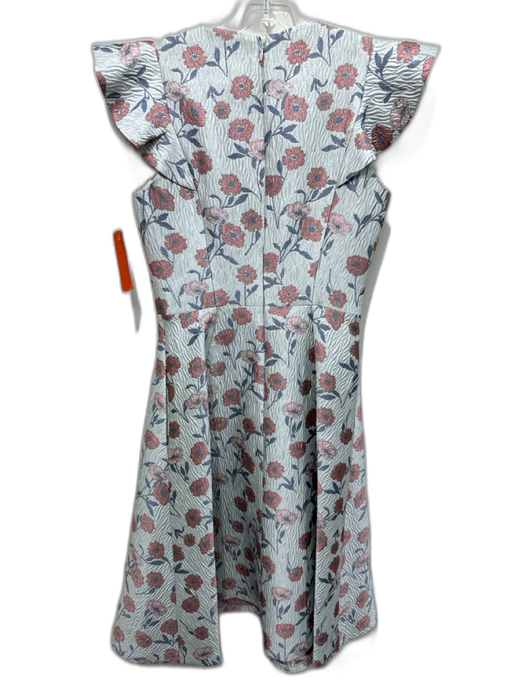 Gal Meets Glam Size 00 ice blue & pink Polyester Jacquard Floral Dress ice blue & pink / 00