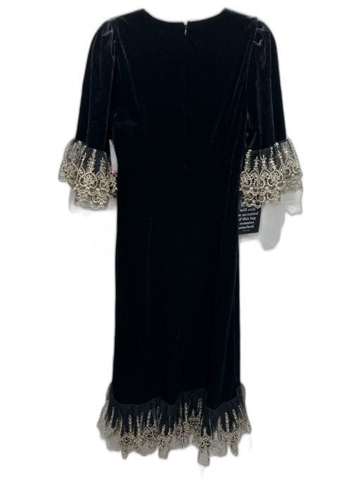 Pomander Place Size S Black & Gold Polyester Velvet Lace Trim Maxi Dress Black & Gold / S
