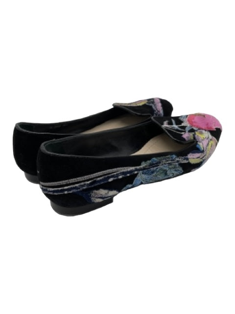 Christian Dior Shoe Size 36.5 Black, Pink, Multi Velvet Floral Flats Black, Pink, Multi / 36.5