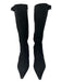Prada Shoe Size 36.5 Black Suede Pointed Toe Kitten Stiletto Calf High Boots Black / 36.5