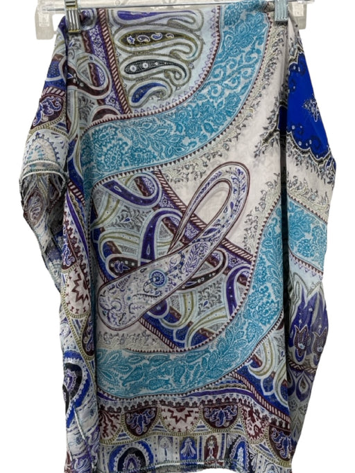 Etro Blue & Multi Silk Paisley Print Sheer Square scarf Blue & Multi