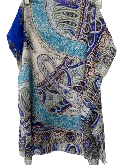 Etro Blue & Multi Silk Paisley Print Sheer Square scarf Blue & Multi