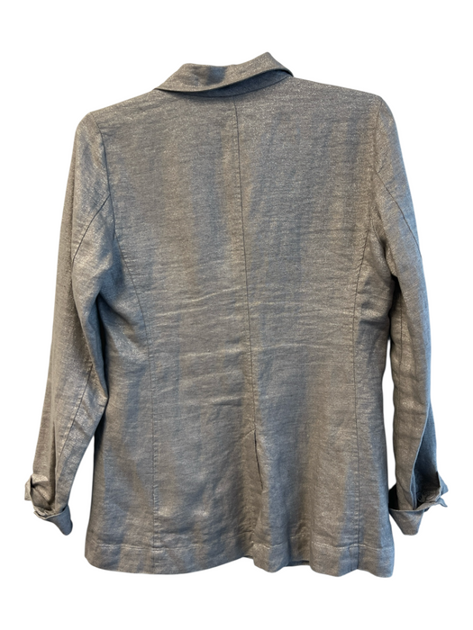 Eileen Fisher Size S Gray Linen Long Sleeve Collar Side Pockets Blazer Gray / S