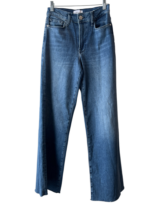 Frame Size 27 Medium Wash Cotton Blend High Rise 5 Pocket Zip Fly Fray Hem Jeans Medium Wash / 27