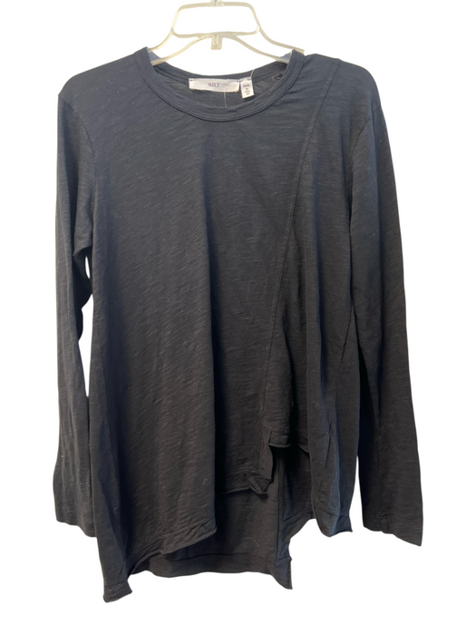 Wilt Size XS Black 70% full Long Sleeve solid color Round Neck Top Black / XS