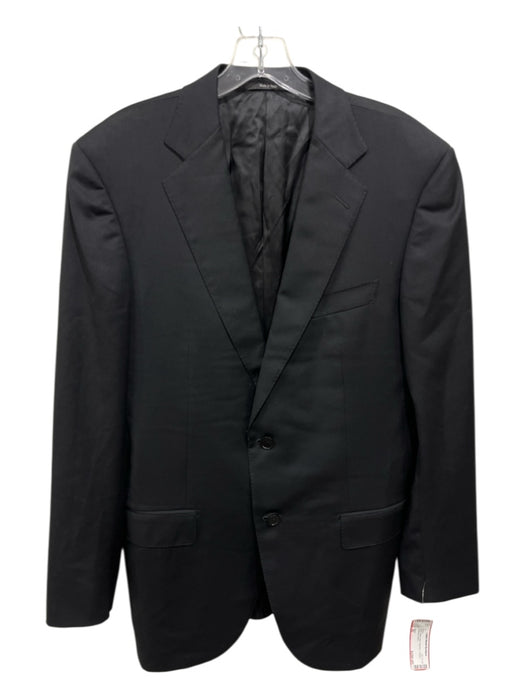 Zegna Black Wool Solid notched 2 Button Men's Blazer Black / 50