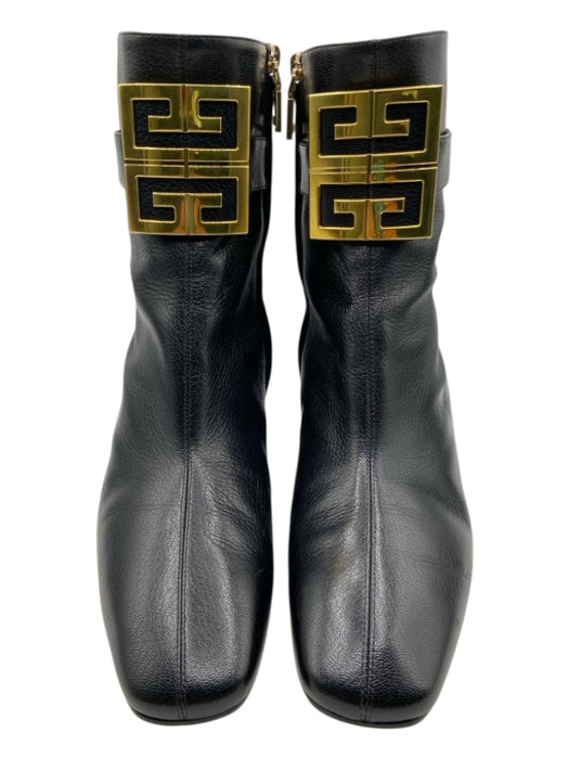 Givenchy Shoe Size 40 Black & Gold Leather Gold Tone Hardware Solid Booties Black & Gold / 40