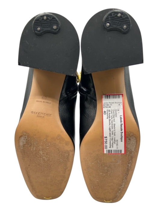 Givenchy Shoe Size 40 Black & Gold Leather Gold Tone Hardware Solid Booties Black & Gold / 40
