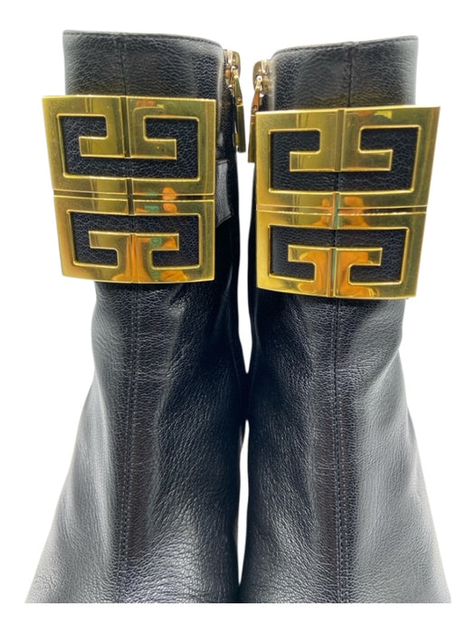 Givenchy Shoe Size 40 Black & Gold Leather Gold Tone Hardware Solid Booties Black & Gold / 40