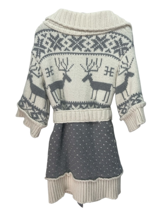 D&G Dolce & Gabbana Size 38 Cream & Gray Wool & Acrylic Ribbed Belted Sweater Cream & Gray / 38