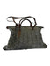 Gryson Grey Leather Zip Close Top Handle Shoulder Strap Woven Bag Grey