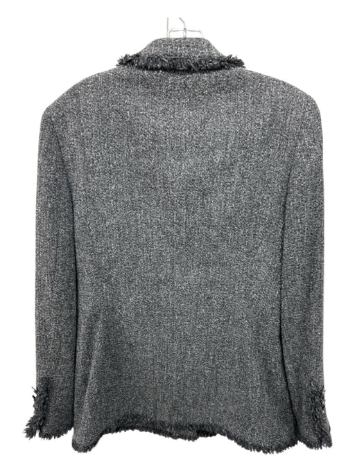 Louis Feraud Size 10 Gray Wool & Silk Raw Edge tweed 5 Button Skirt Set Gray / 10