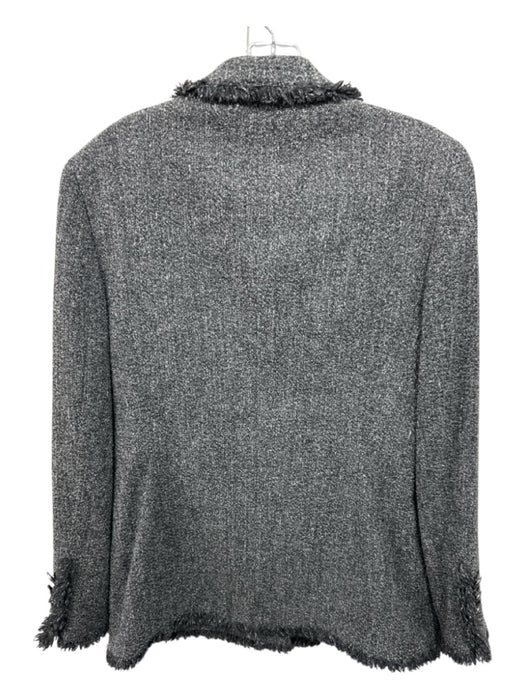 Louis Feraud Size 10 Gray Wool & Silk Raw Edge tweed 5 Button Skirt Set Gray / 10