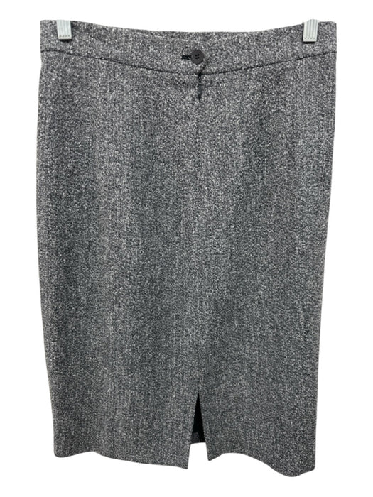 Louis Feraud Size 10 Gray Wool & Silk Raw Edge tweed 5 Button Skirt Set Gray / 10