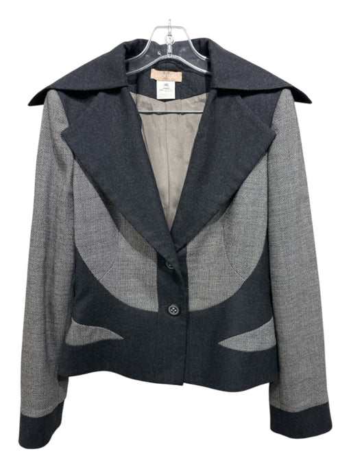 Luca Luca Size 46 Gray & Dark Gray Wool Houndstooth 2 Button Skirt Set Gray & Dark Gray / 46