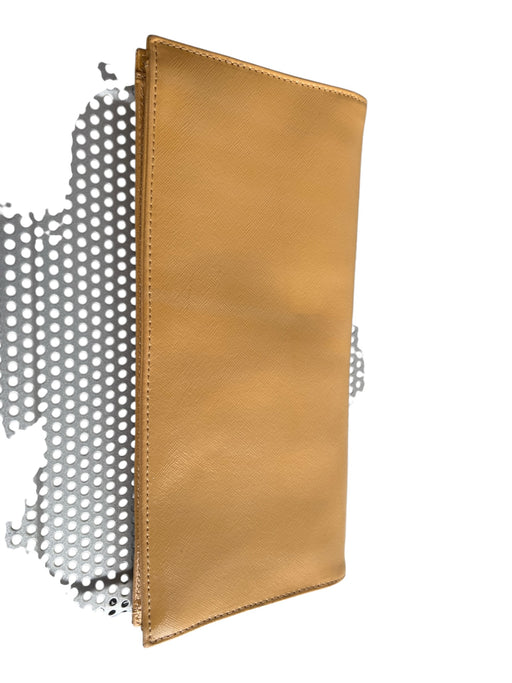 Tory Burch Yellow Ochre Coated Leather Canvas Lining Logo Envelope Clutch Bag Yellow Ochre