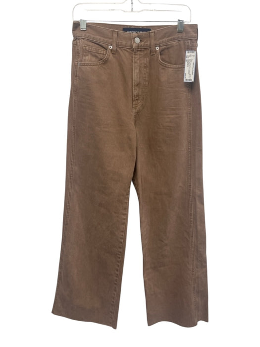 Veronica Beard Size 28 Brown Cotton Denim Pocket Wide Leg Raw Hem Jeans Brown / 28