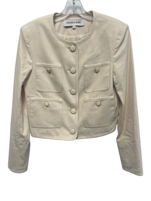 Veronica Beard Size 6 Cream White Lyocell blend Long Sleeve Button Front Jacket Cream White / 6