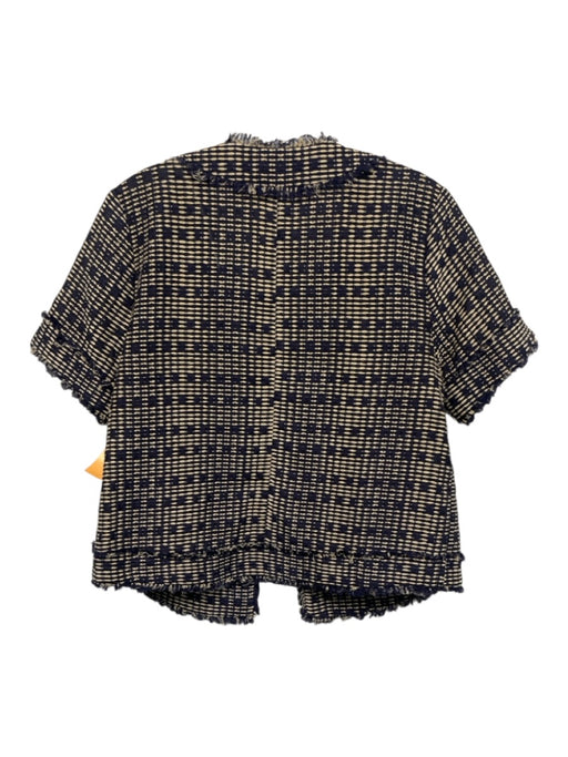 Ann Mashburn Size Small Navy & Beige Viscose Blend Short Sleeve Boucle Jacket Navy & Beige / Small