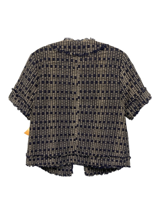 Ann Mashburn Size Small Navy & Beige Viscose Blend Short Sleeve Boucle Jacket Navy & Beige / Small