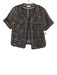 Ann Mashburn Size Small Navy & Beige Viscose Blend Short Sleeve Boucle Jacket Navy & Beige / Small