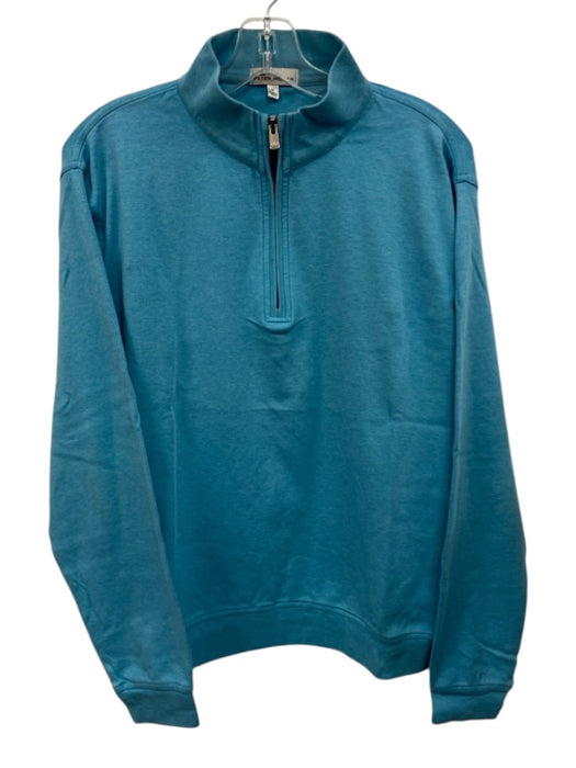 Peter Millar Size M Blue Cotton Solid Quarter Zip Sweatshirt Long Sleeve Shirt Blue / M