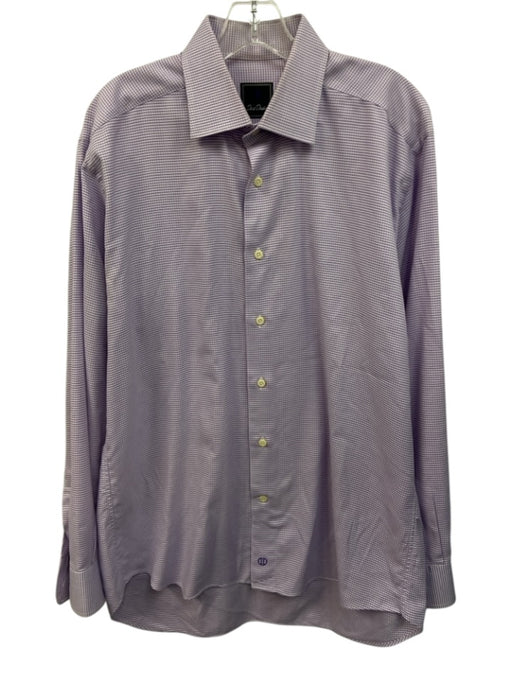 David Donahue Size 16 Purple Cotton Micro Button Up Men's Long Sleeve Shirt Purple / 16