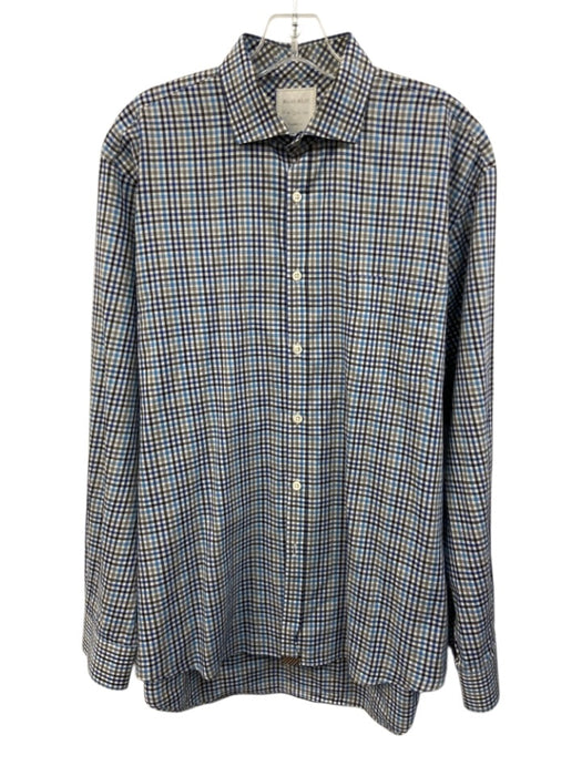 Billy Reid Size L Blue & Gray Cotton Plaid Button Up Men's Long Sleeve Shirt Blue & Gray / L
