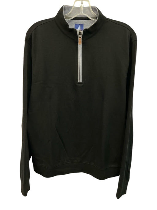 Johnnie O Size M Black Cotton Blend Solid Quarter Zip Men's Long Sleeve Shirt Black / M
