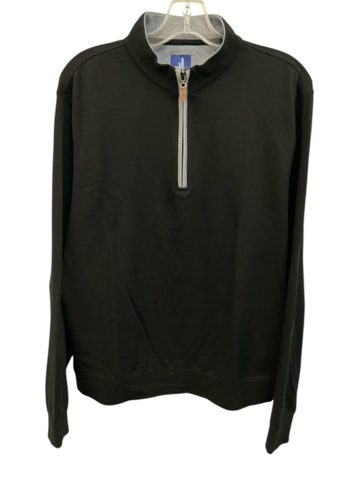 Johnnie O Size M Black Cotton Blend Solid Quarter Zip Men's Long Sleeve Shirt Black / M