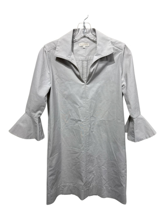 Ann Mashburn Size XS Beige Cotton Blend V Neck 1/2 Bell Sleeve Pockets Dress Beige / XS