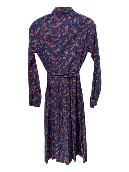 Ann Mashburn Size XS indigo blue, red, green Cotton Long Sleeve Floral Dress indigo blue, red, green / XS