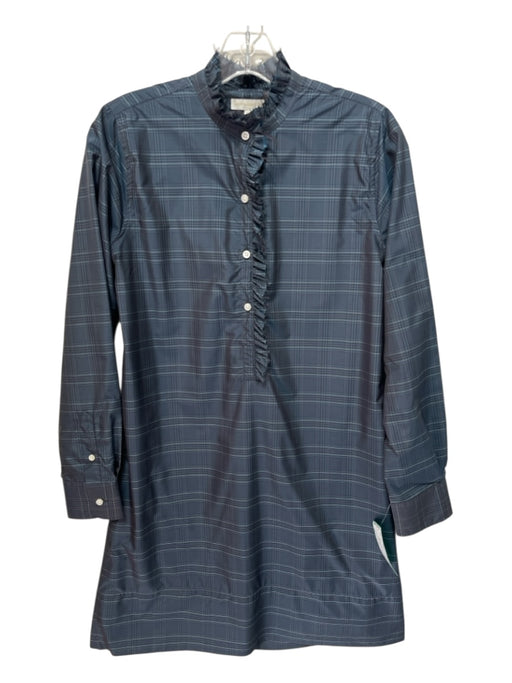 Ann Mashburn Size S Gray Polyester Raw Edge Plaid Quarter Button Shift Dress Gray / S