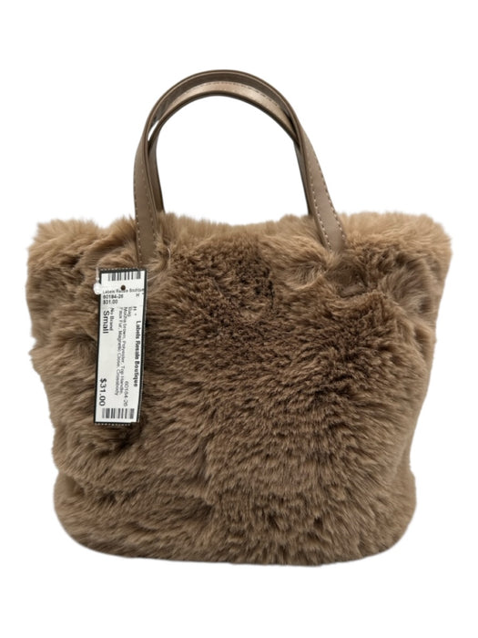 No Brand Mocha brown Polyester Top Handle Faux Fur Magnetic Close Bag Mocha brown / Small