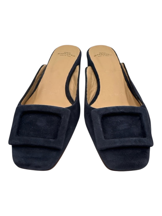 Ann Mashburn Shoe Size 38 Navy Blue Suede leather Square Toe Buckle Mules Flats Navy Blue / 38