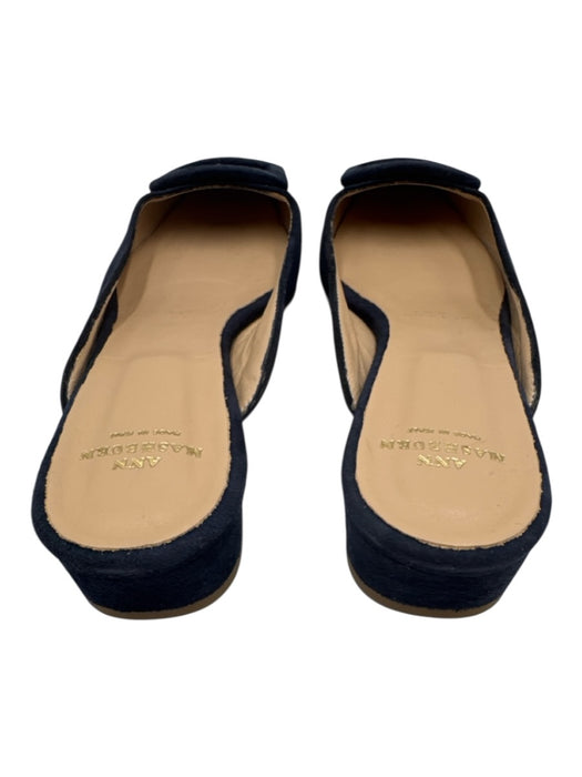 Ann Mashburn Shoe Size 38 Navy Blue Suede leather Square Toe Buckle Mules Flats Navy Blue / 38