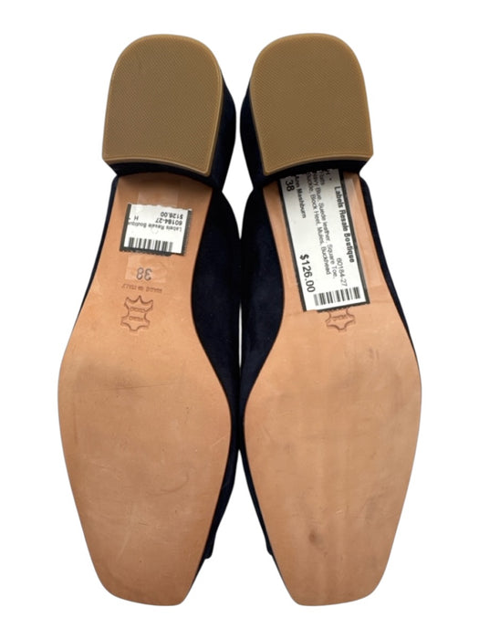 Ann Mashburn Shoe Size 38 Navy Blue Suede leather Square Toe Buckle Mules Flats Navy Blue / 38