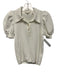 Ted Baker Size 1 White Cotton Blend Collar Crochet Quarter Button Polo Top White / 1