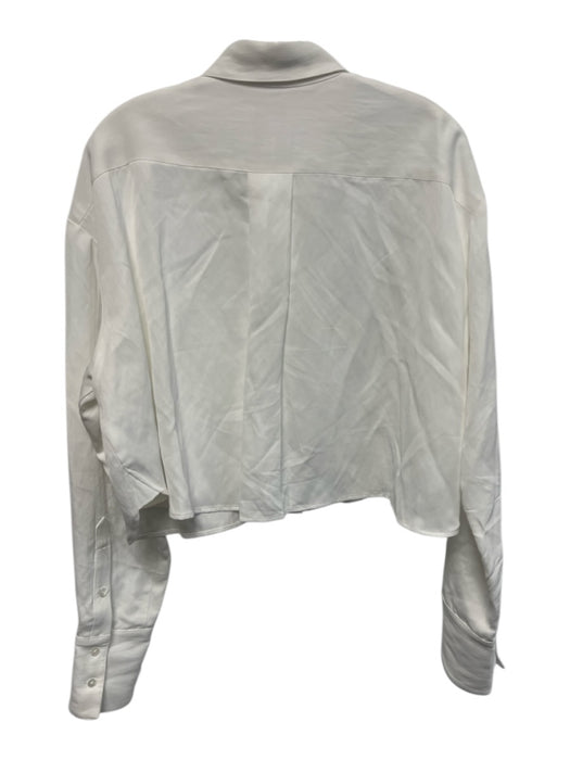 TWP Size XS/S White Viscose Blend Long Sleeve Button Front Collar Cropped Top White / XS/S