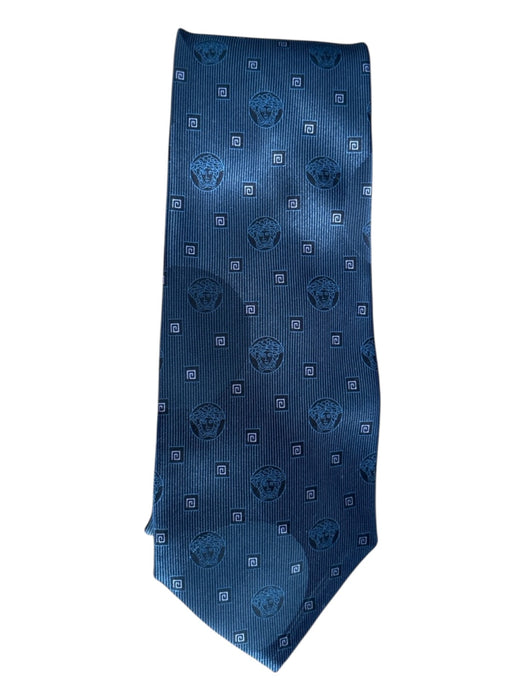 Versace Blue Silk Medusa Men's Ties Blue