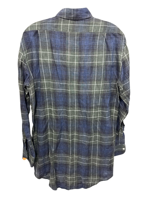 Sid Mashburn Size M Blue & Multi Cotton Plaid Button Down Long Sleeve Shirt Blue & Multi / M