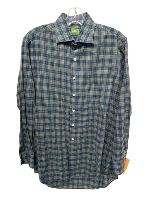 Sid Mashburn Size M Blue & Multi Cotton Plaid Button Down Long Sleeve Shirt Blue & Multi / M