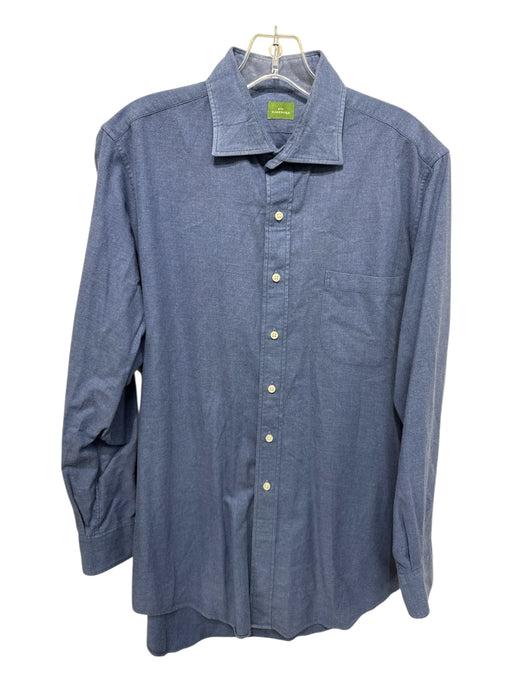 Sid Mashburn Size M Blue Cotton Solid Button Down Men's Long Sleeve Shirt Blue / M