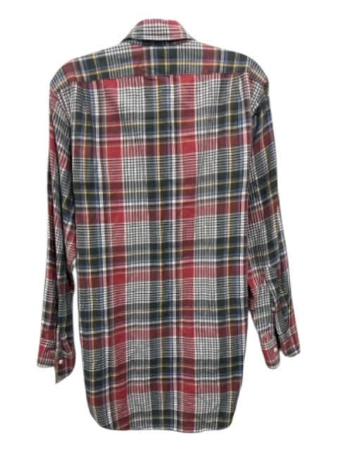 Sid Mashburn Size M Red & Multi Cotton Plaid Button Down Men's Long Sleeve Shirt Red & Multi / M