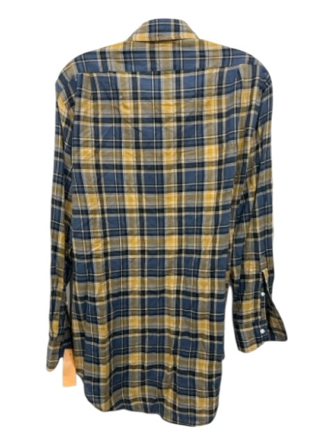 Sid Mashburn Size M Blue & Yellow Cotton Plaid Button Down Long Sleeve Shirt Blue & Yellow / M