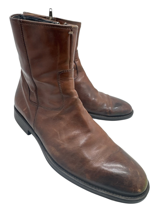 To Boot New York Shoe Size 10 AS IS Brown Leather Side Zip Stacked Heel Boots Brown / 10