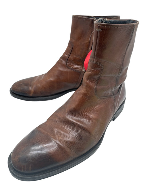 To Boot New York Shoe Size 10 AS IS Brown Leather Side Zip Stacked Heel Boots Brown / 10