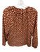 J Crew Size S Brown & White Polyester Polka Dots V Neck Ruffle collar Blouse Brown & White / S
