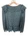 Amadi Size S Green Long Sleeve Paneled Ruffle Accent Puff Sleeve Blouse Green / S